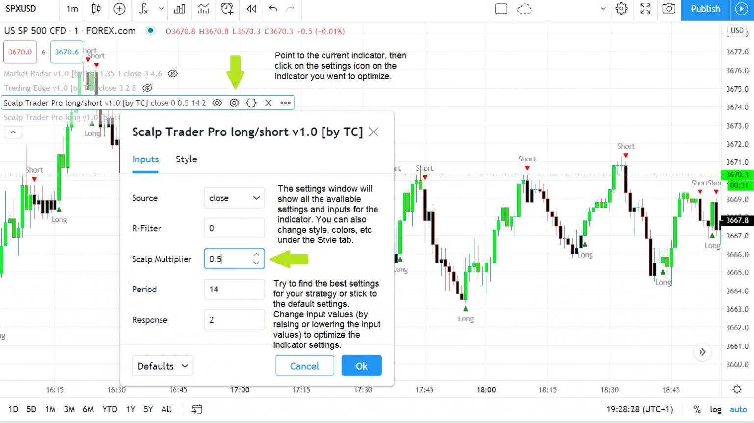 Indicator settings TradingCanyon